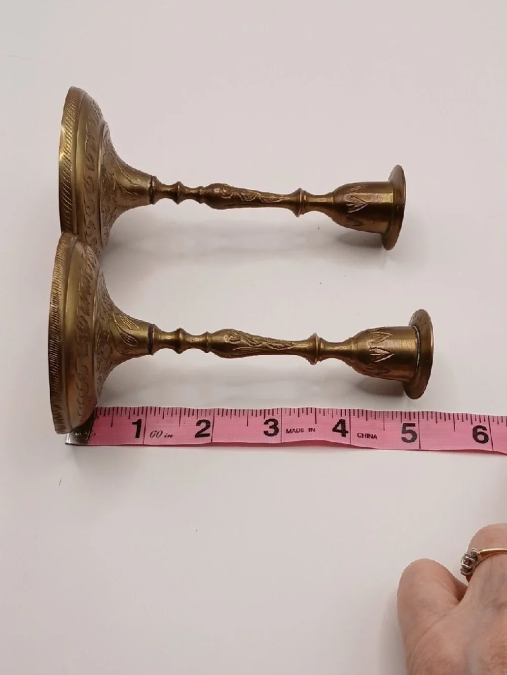 Pair VTG Brass Taper Candle Holders 5